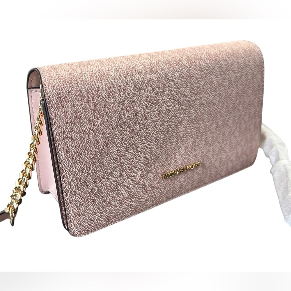 Michael Kors Jet Set Medium Signature Logo Crossbody Bag Powder Blush 35F5GTVC - Picture 4 of 11